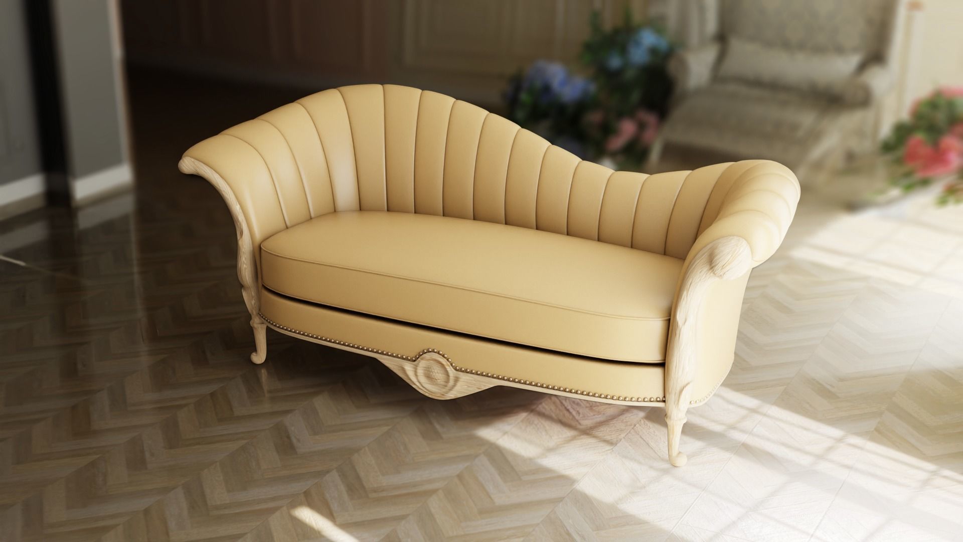 Furniture Sofa Chaise Lounge Low-poly 3D model_1