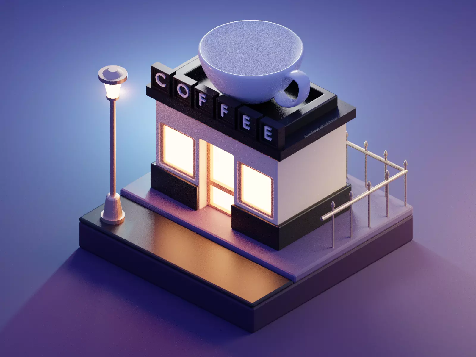 COFFEE HOUSE Low-poly 3D model_0