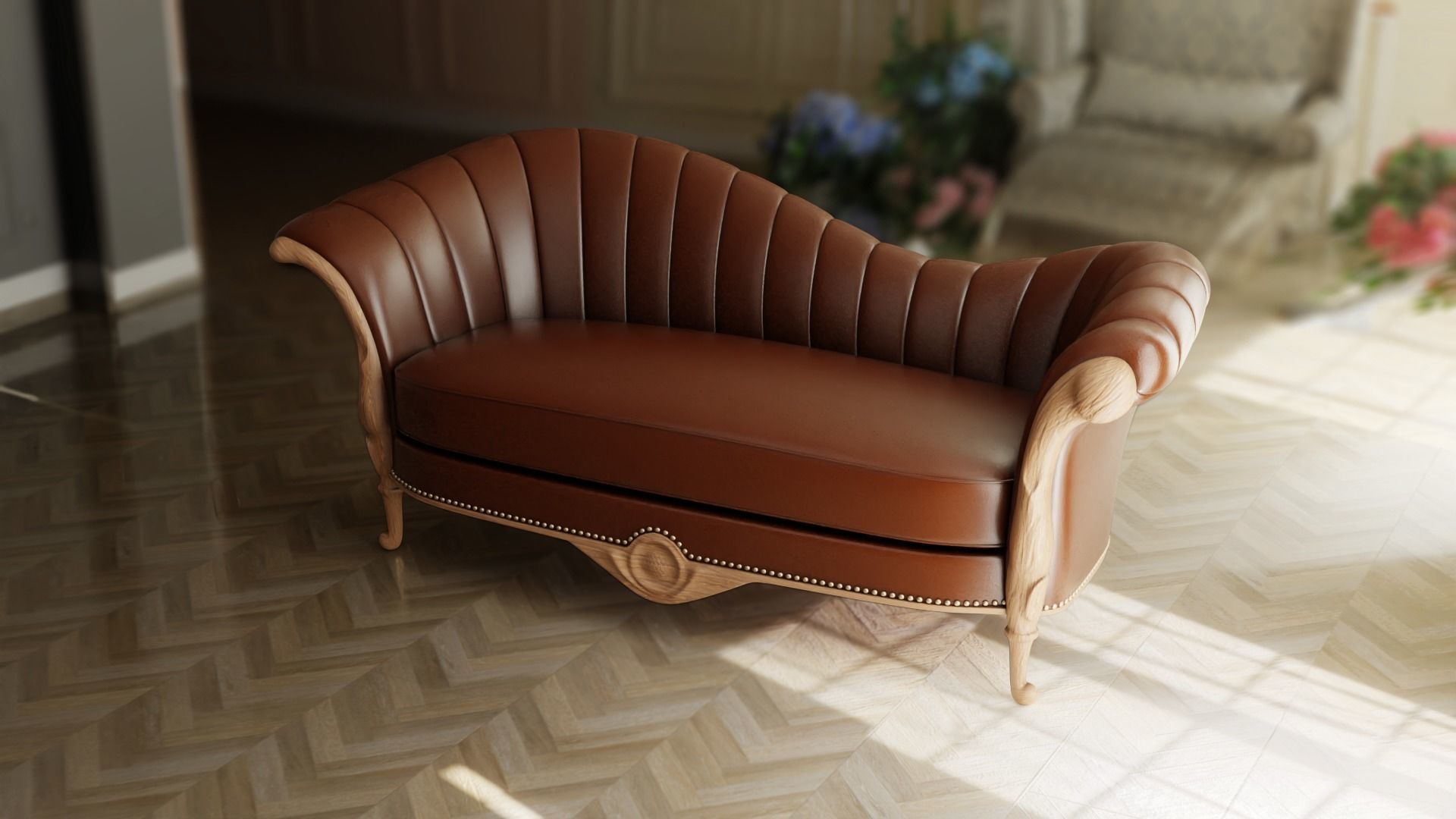 Furniture Sofa Chaise Lounge Low-poly 3D model_1