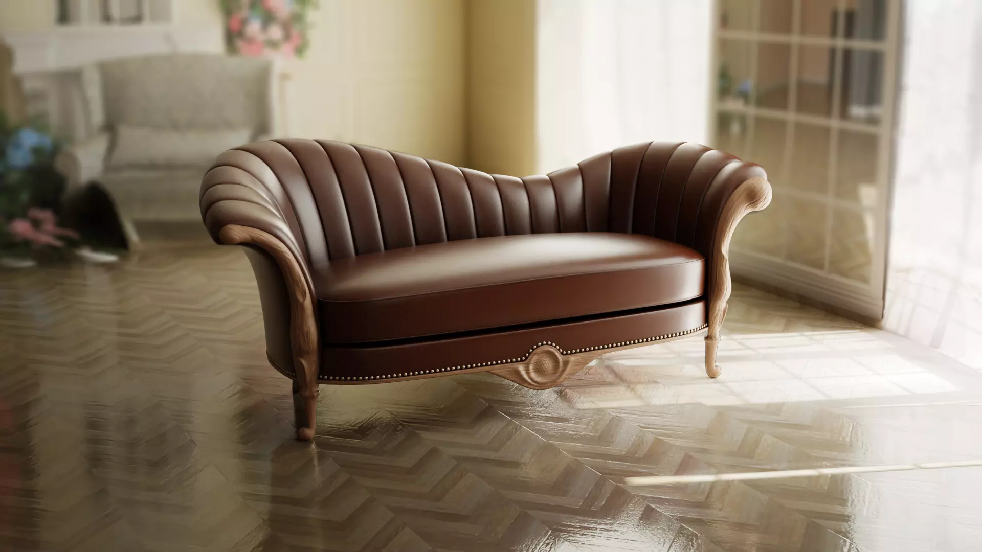 Furniture Sofa Chaise Lounge Low-poly 3D model_0