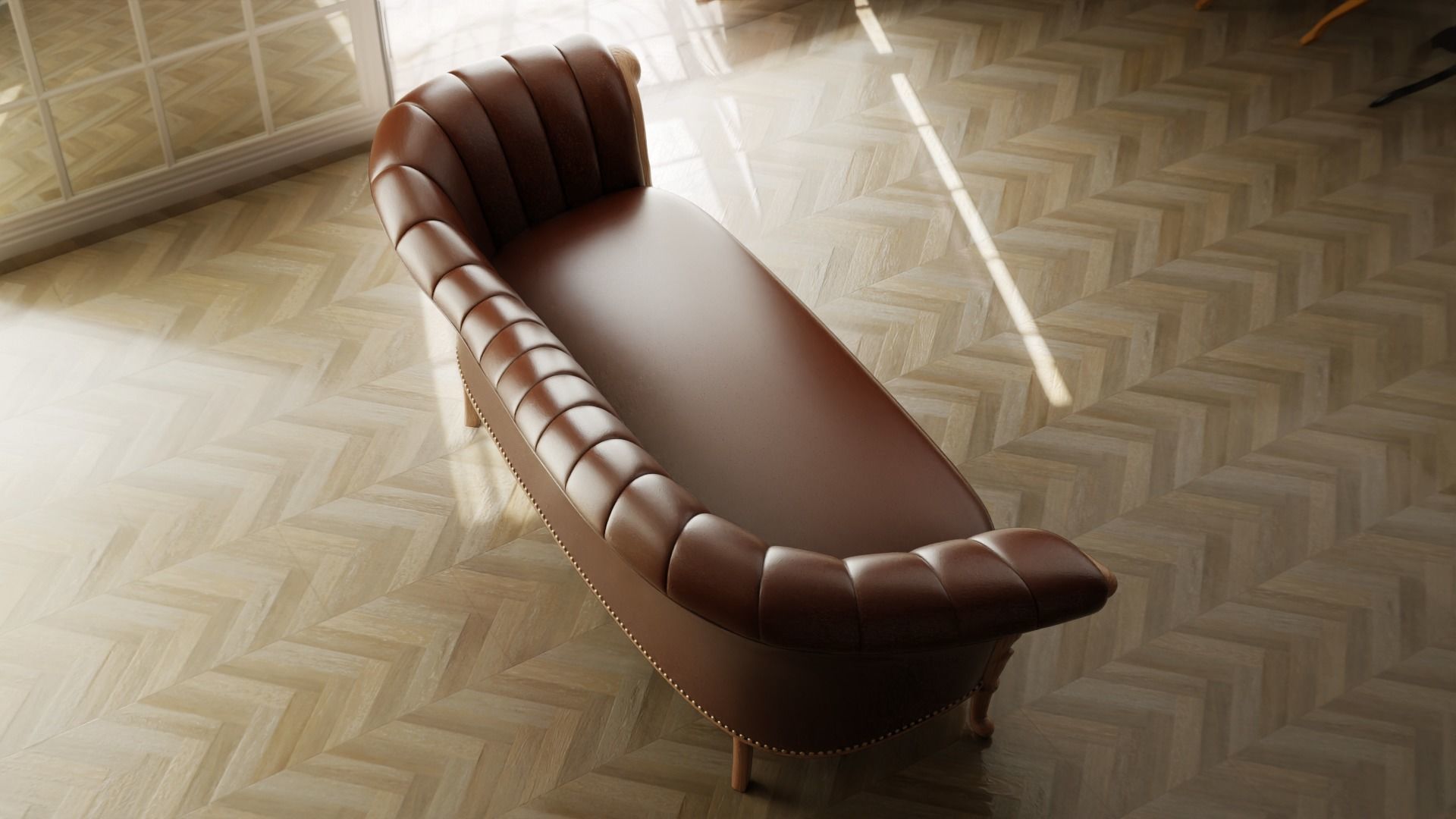 Furniture Sofa Chaise Lounge Low-poly 3D model_2