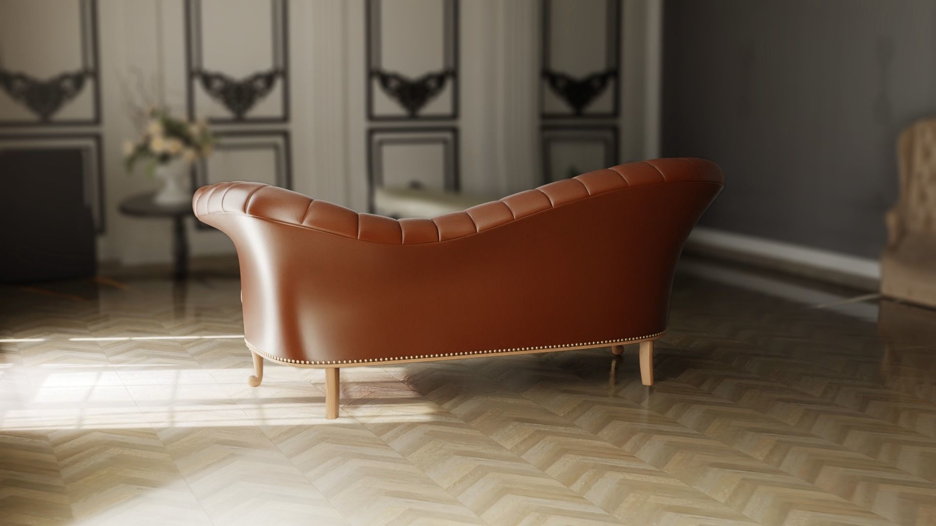 Furniture Sofa Chaise Lounge Low-poly 3D model_3