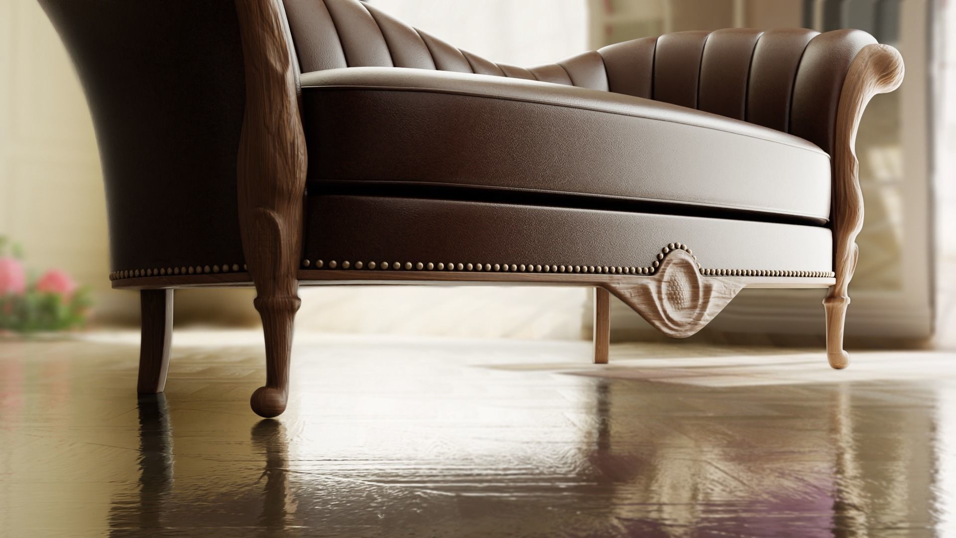 Furniture Sofa Chaise Lounge Low-poly 3D model_4