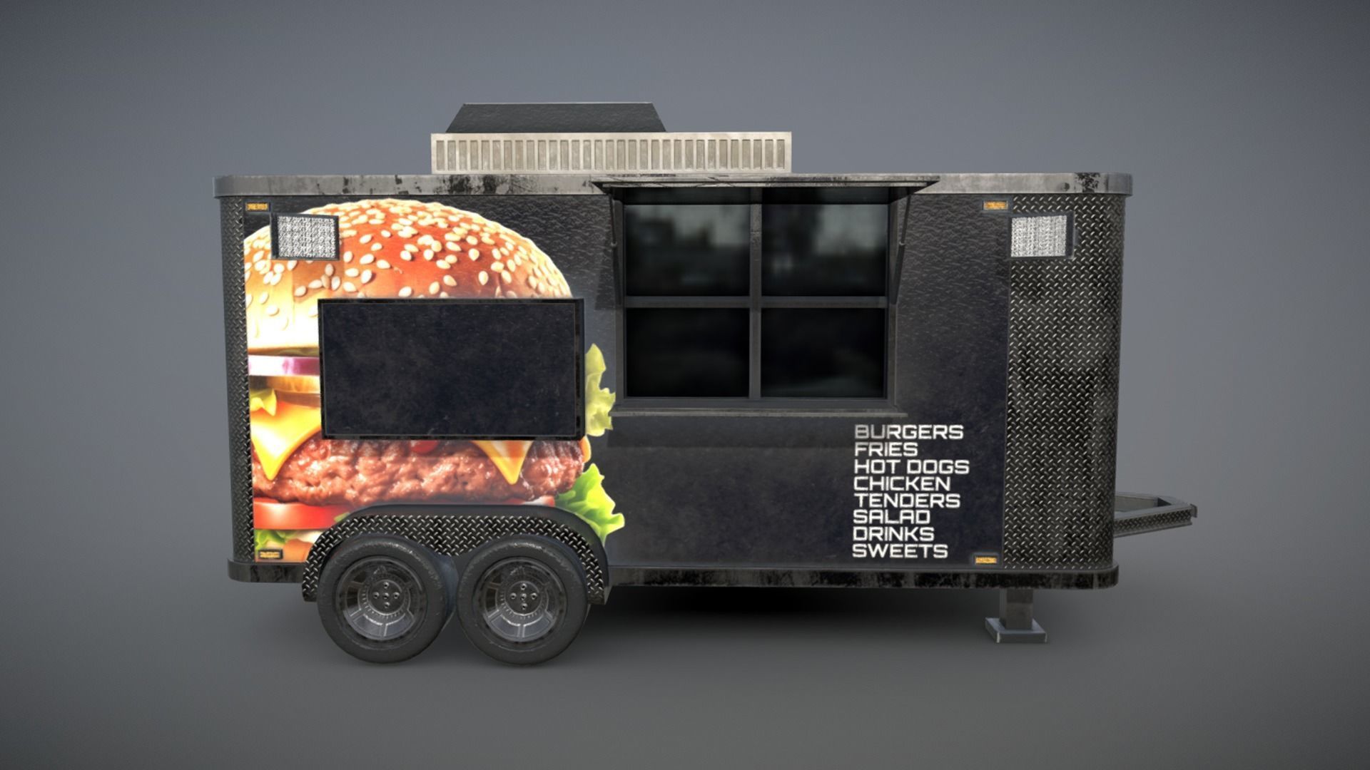 Food Truck Low-poly 3D model_2