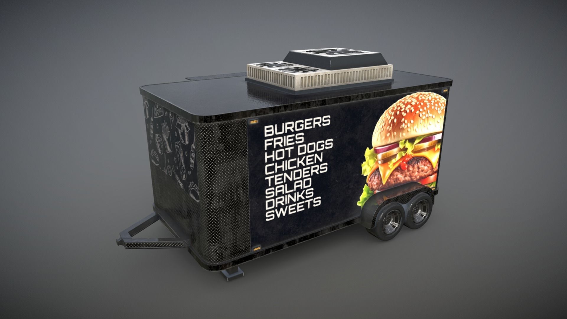 Food Truck Low-poly 3D model_1