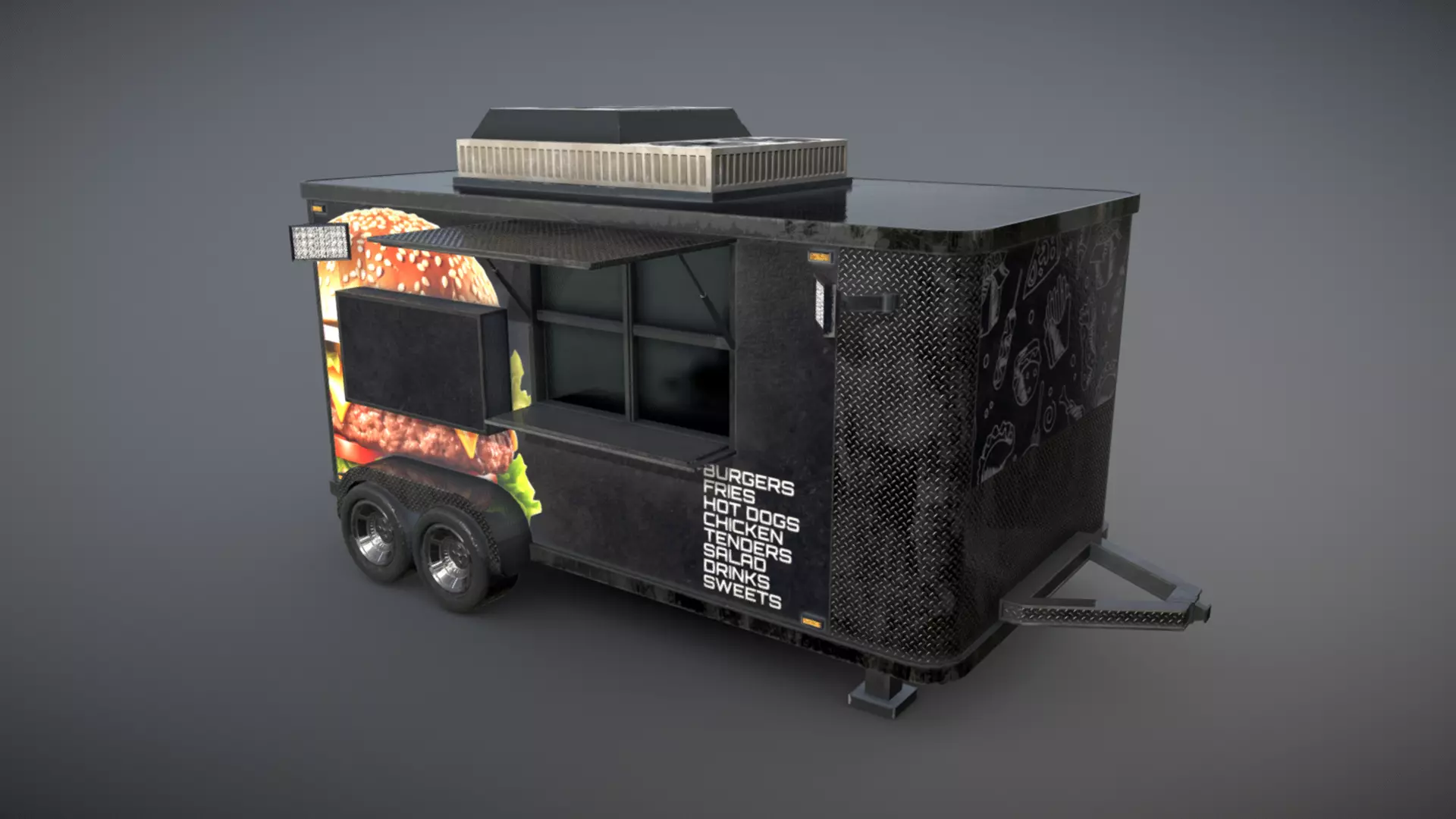 Food Truck Low-poly 3D model_0