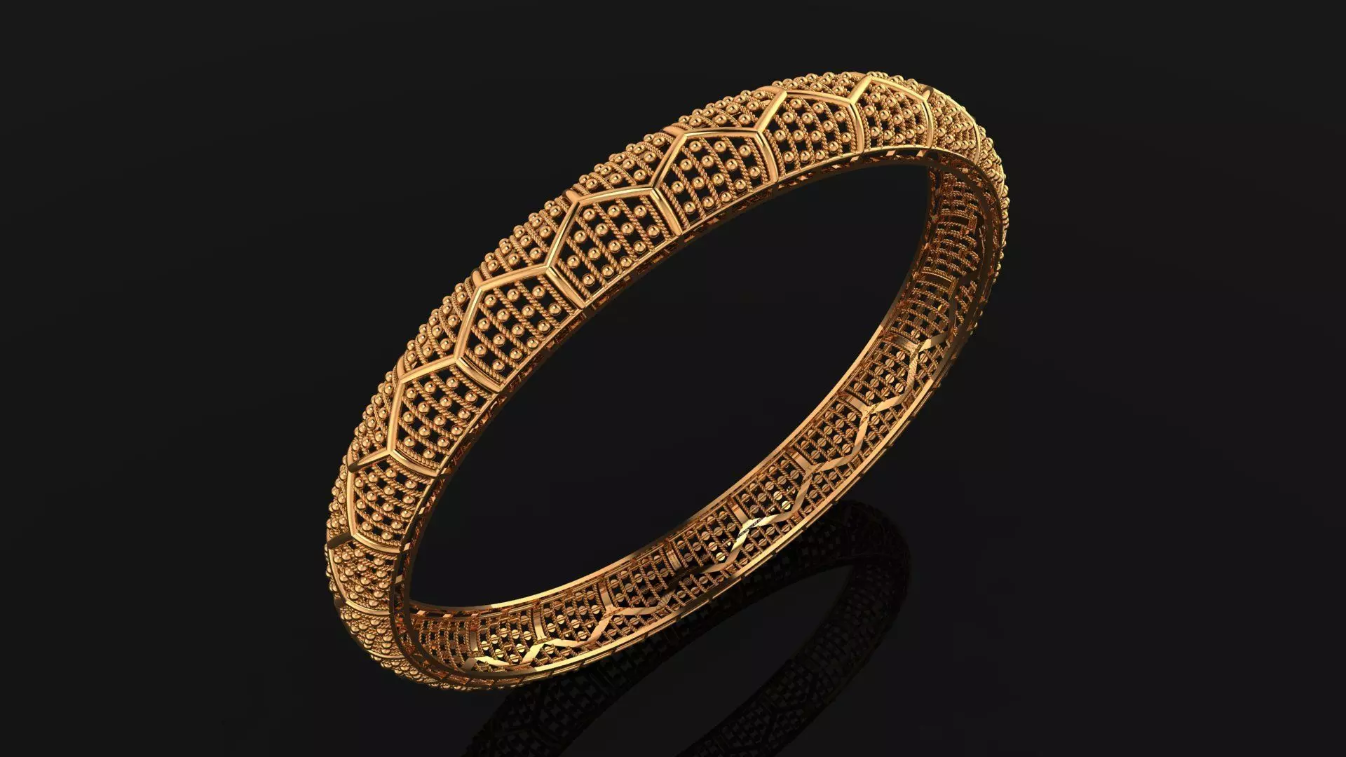 1435 Honeycomb Dot Gold Bangle 61MM-12gm 3D print model