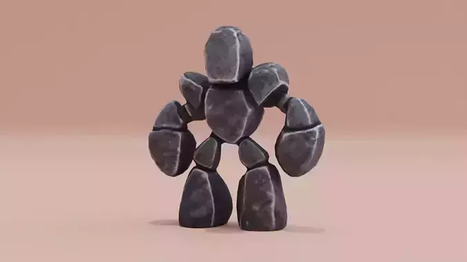 Stone Golem Character Minimalistic Cute Low-poly 3D model