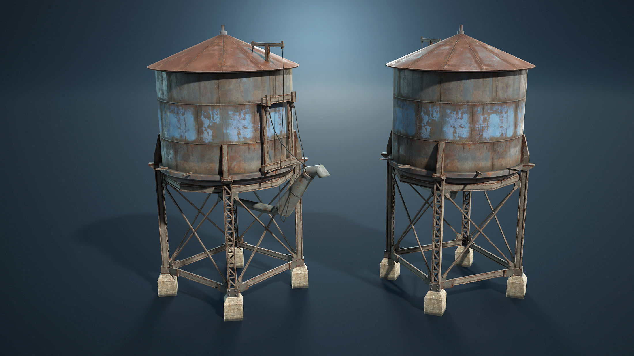 Water Towers Low-Poly Set Low-poly 3D model_3