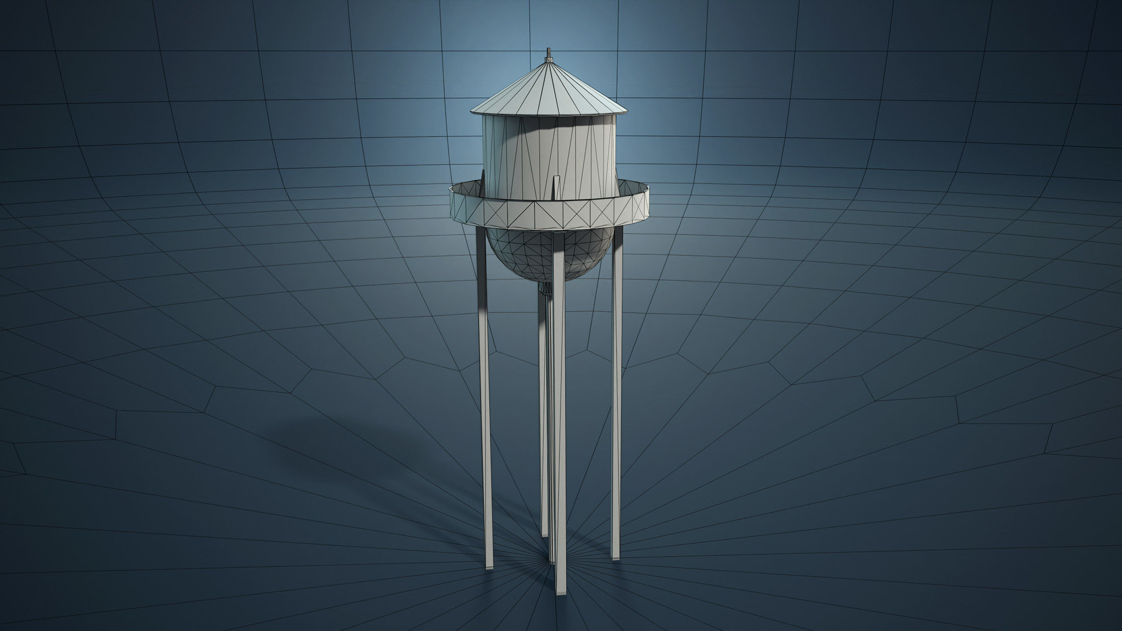 Water Towers Low-Poly Set Low-poly 3D model_6