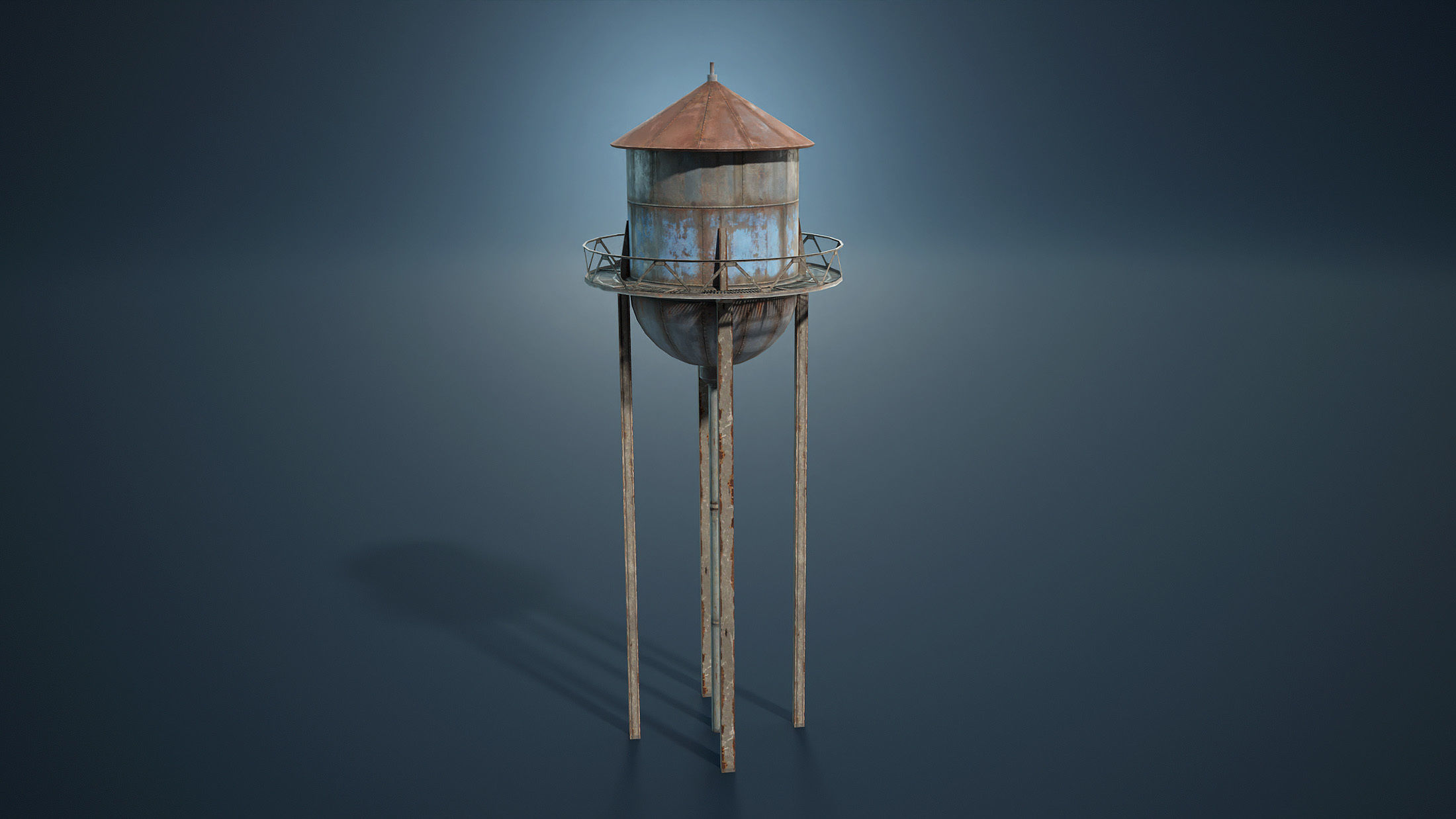 Water Towers Low-Poly Set Low-poly 3D model_5