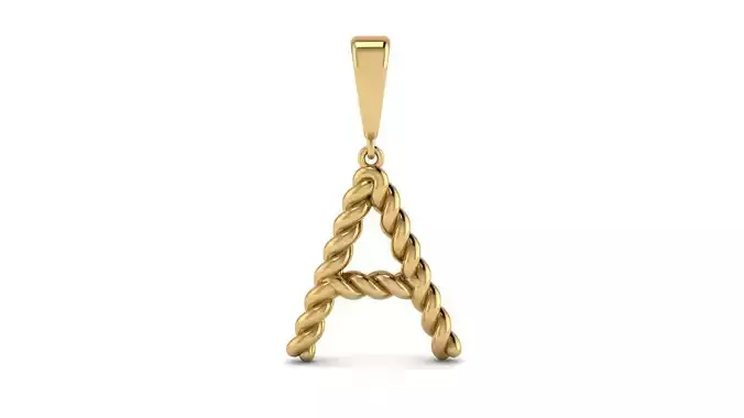 Twisted Cable Letter Pendants 15 mm Letter A