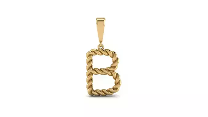 Twisted Cable Letter Pendants 15 mm Letter B