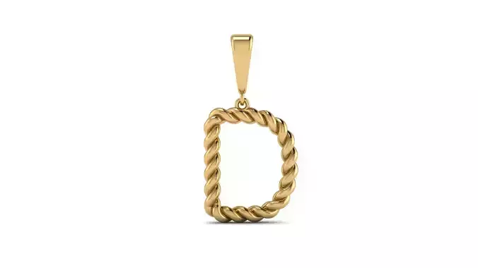 Twisted Cable Letter Pendants 15 mm Letter D