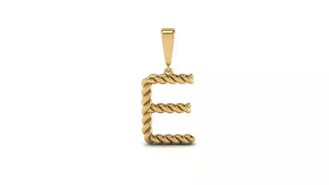 Twisted Cable Letter Pendants 15 mm Letter E