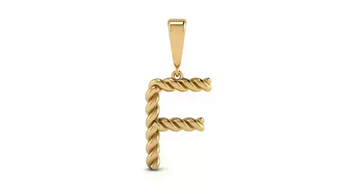 Twisted Cable Letter Pendants 15 mm Letter F