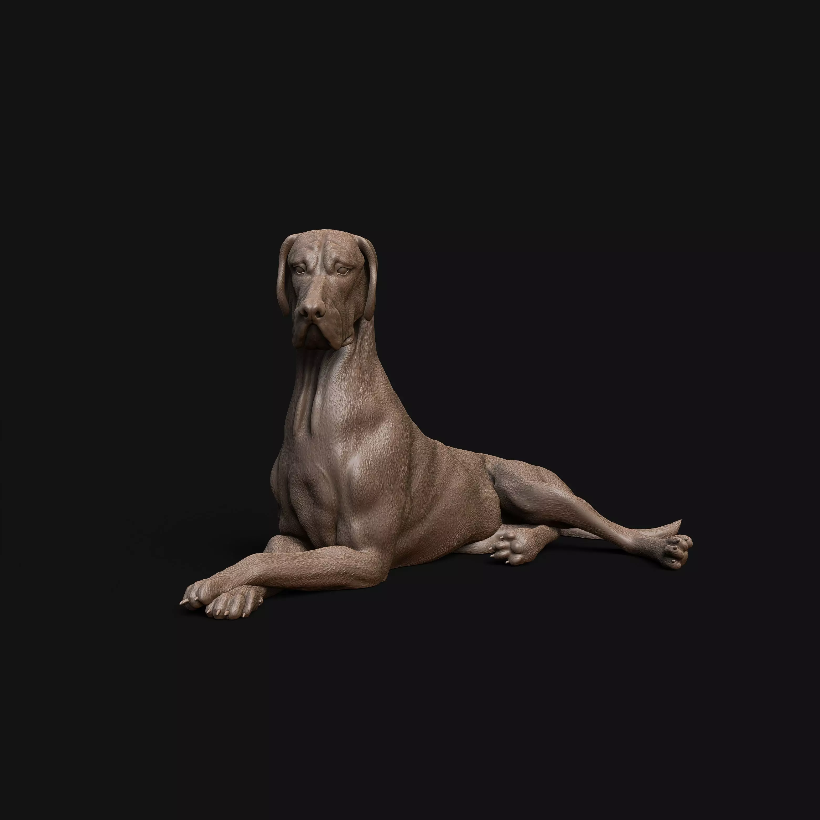 Great Dane resting dog - pre supported 3D print model