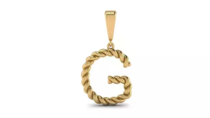 Twisted Cable Letter Pendants 15 mm Letter G