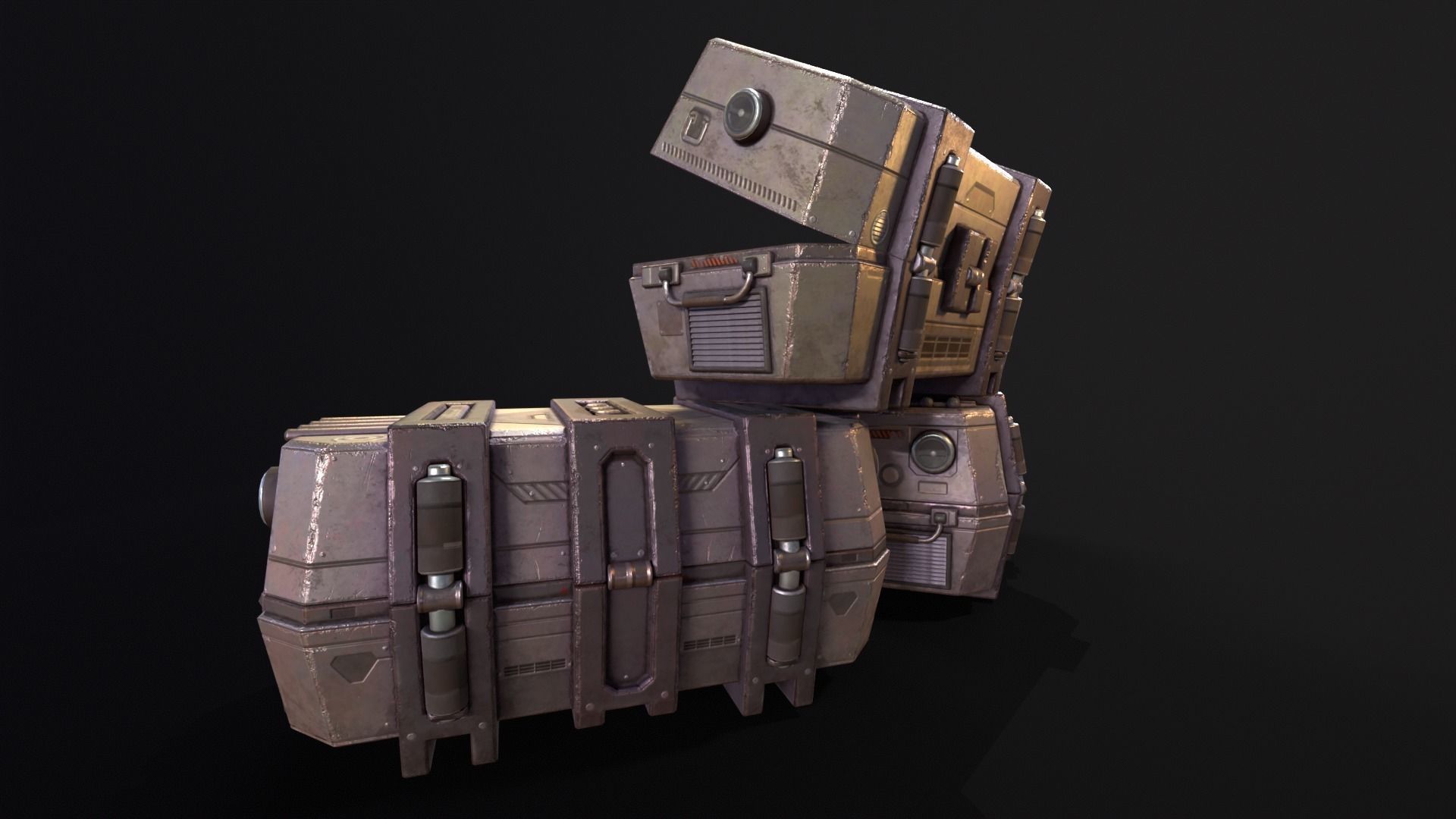 Sci-Fi Crates Pack 3D Model Collection_7