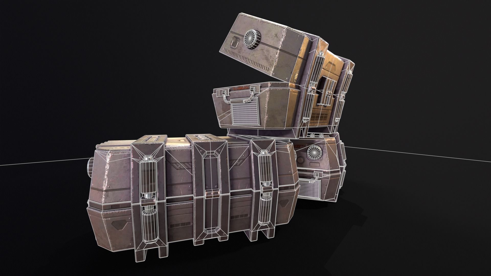 Sci-Fi Crates Pack 3D Model Collection_15
