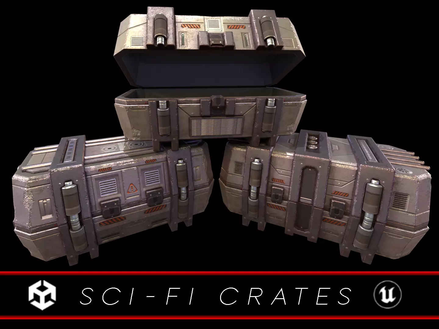 Sci-Fi Crates Pack 3D Model Collection_0