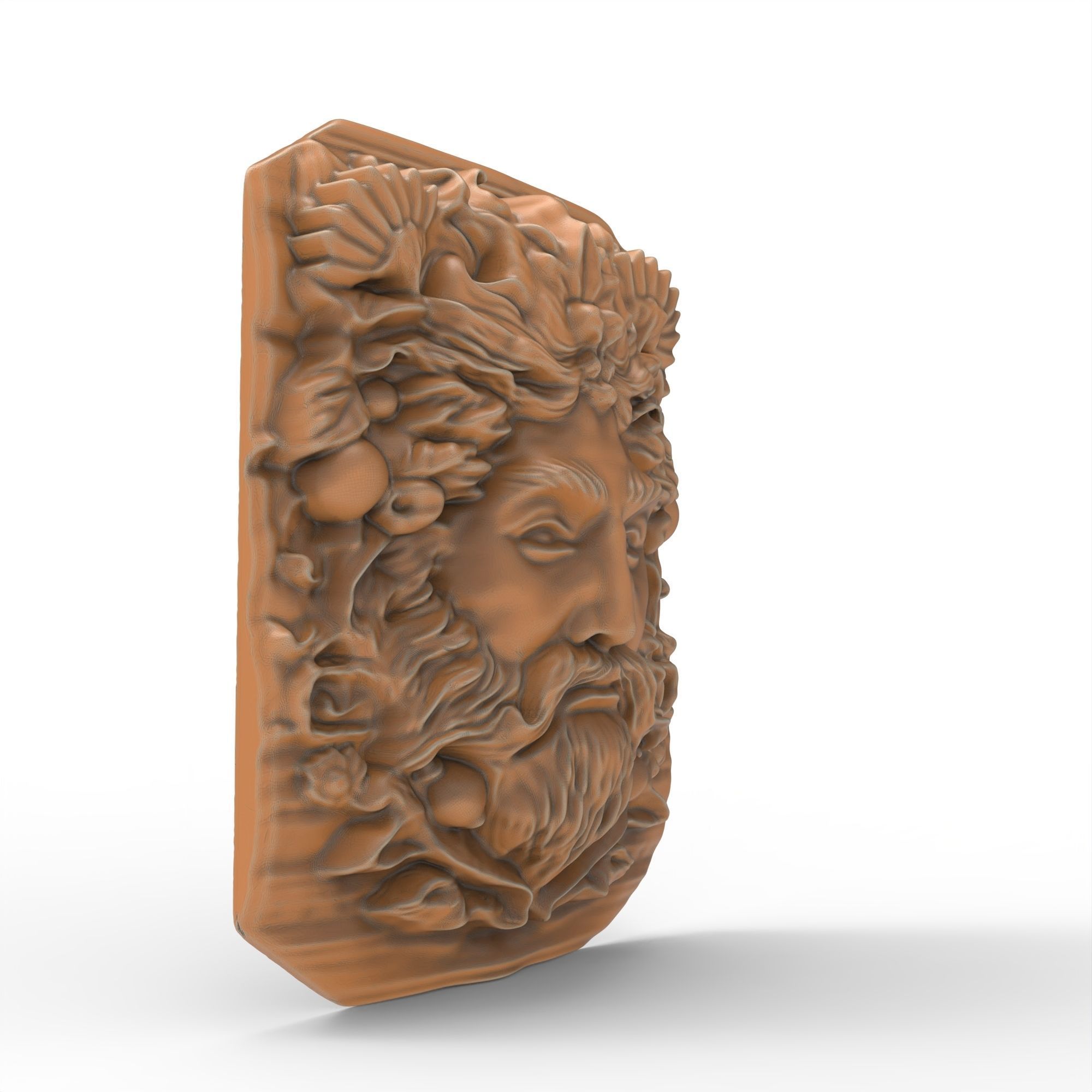 Mystical Green Man Pagan Garden Panel Sculpture 3D print model_1