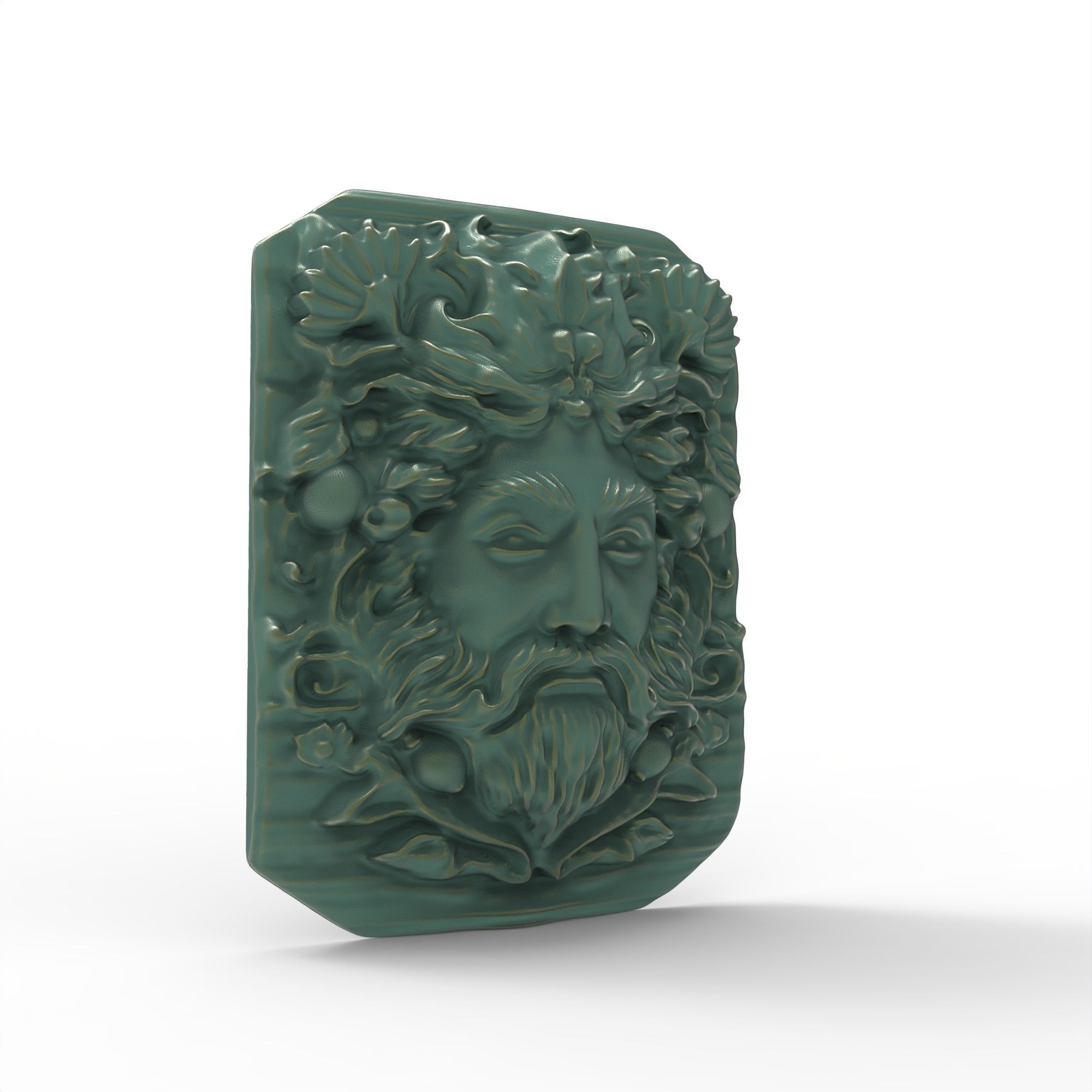 Mystical Green Man Pagan Garden Panel Sculpture 3D print model_5