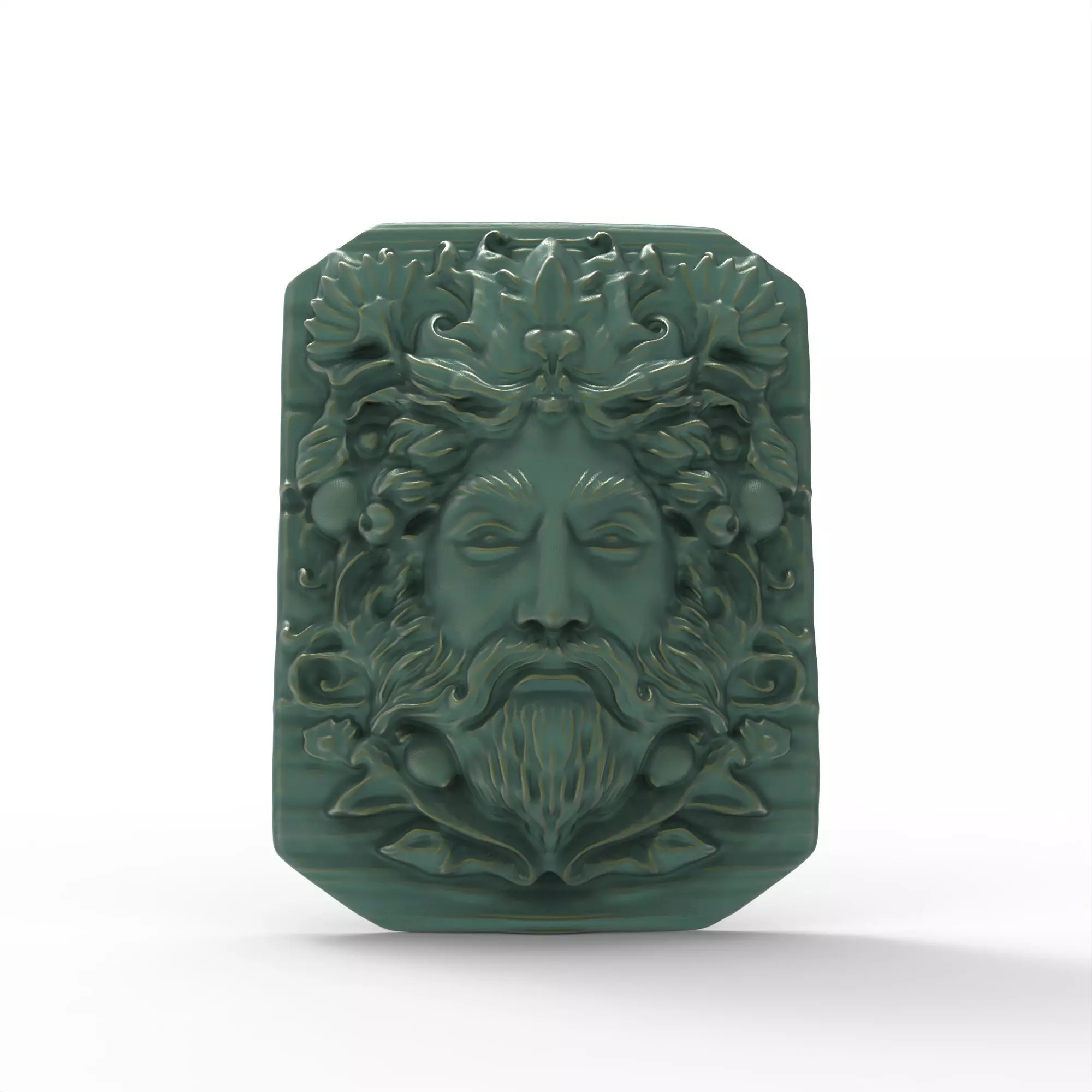 Mystical Green Man Pagan Garden Panel Sculpture 3D print model_3