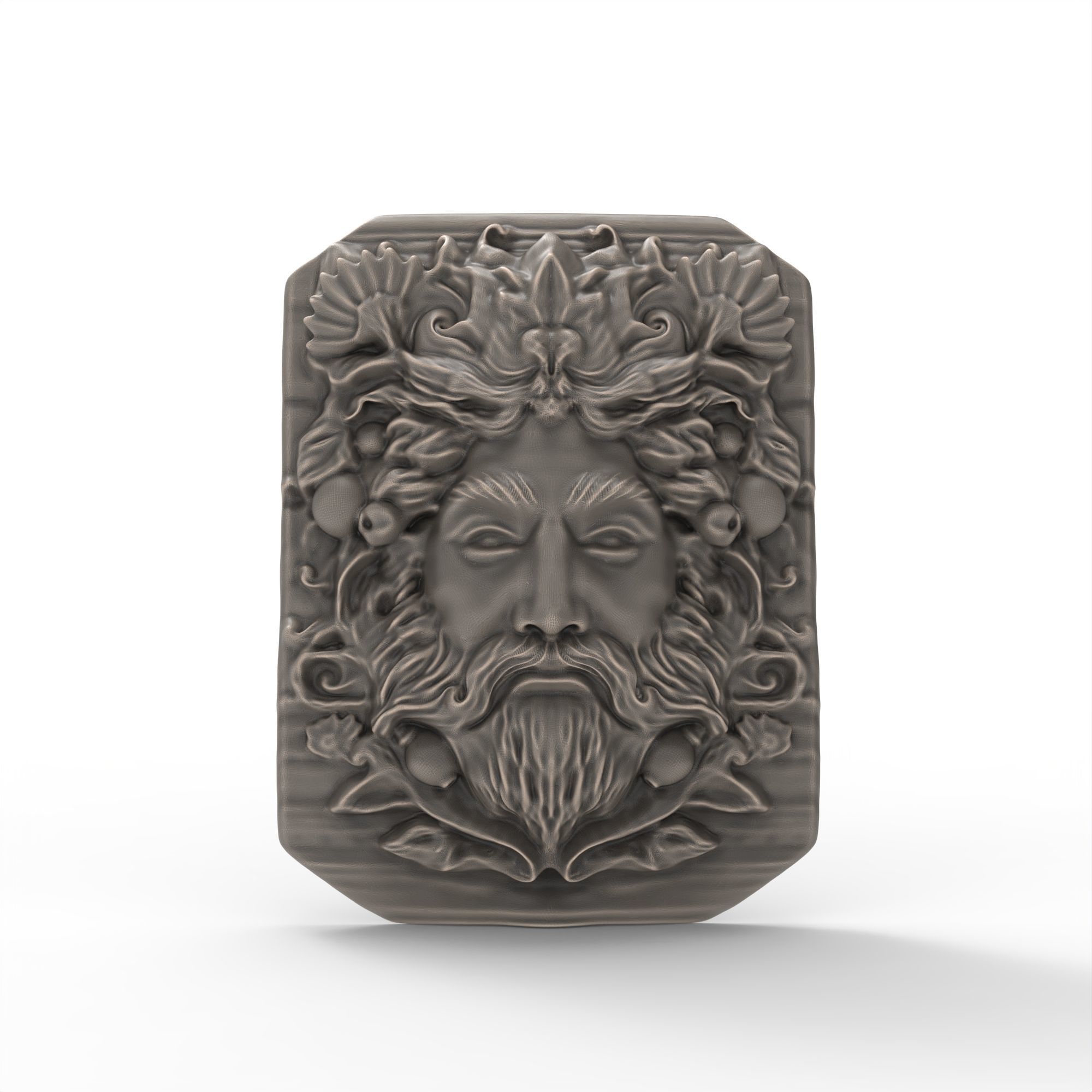 Mystical Green Man Pagan Garden Panel Sculpture 3D print model_6