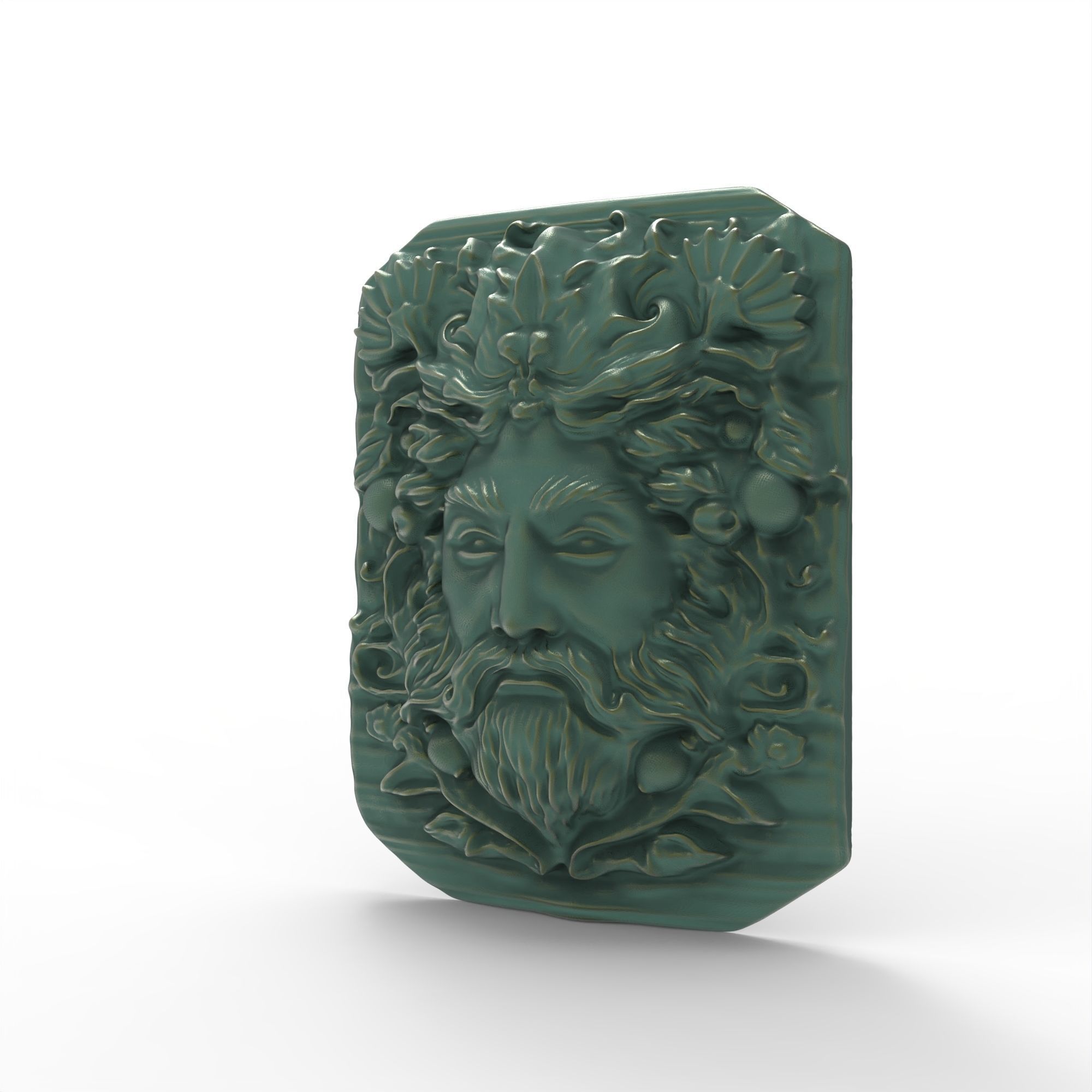 Mystical Green Man Pagan Garden Panel Sculpture 3D print model_4