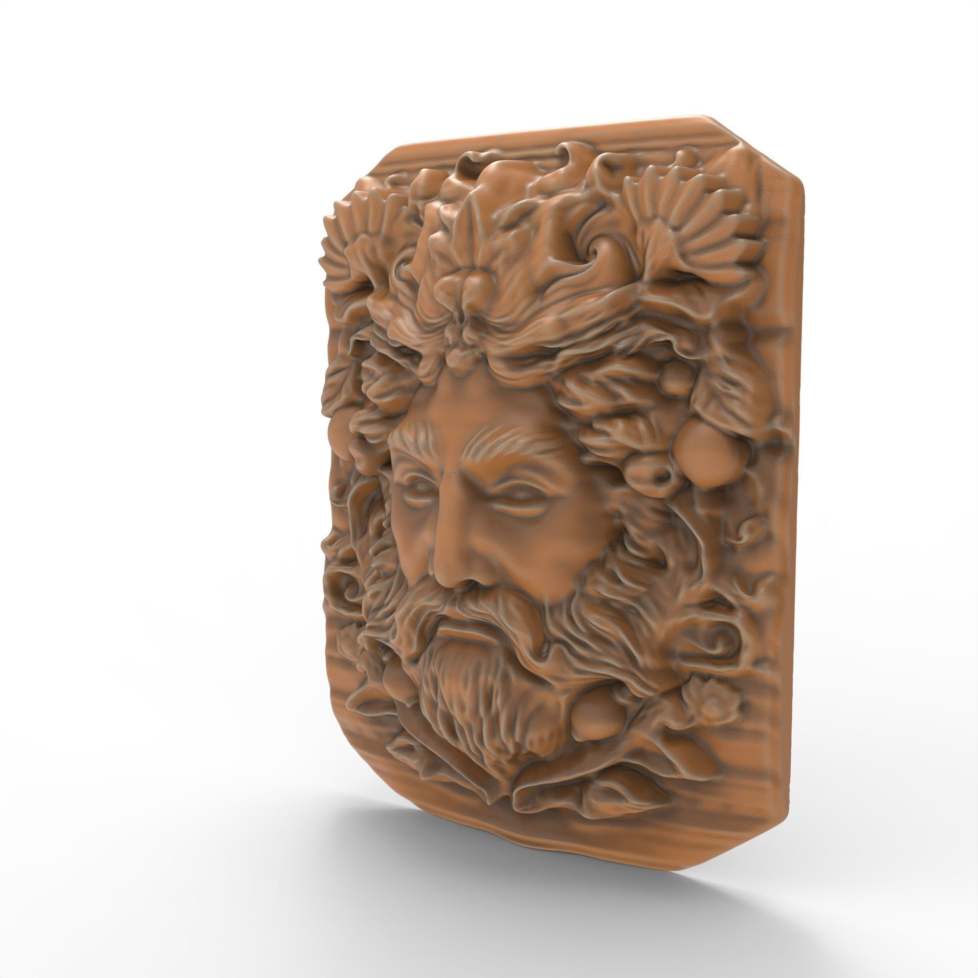 Mystical Green Man Pagan Garden Panel Sculpture 3D print model_2