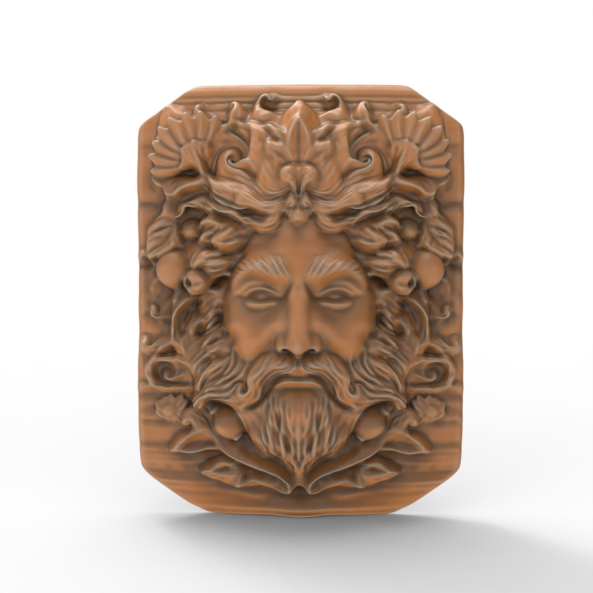 Mystical Green Man Pagan Garden Panel Sculpture 3D print model_0