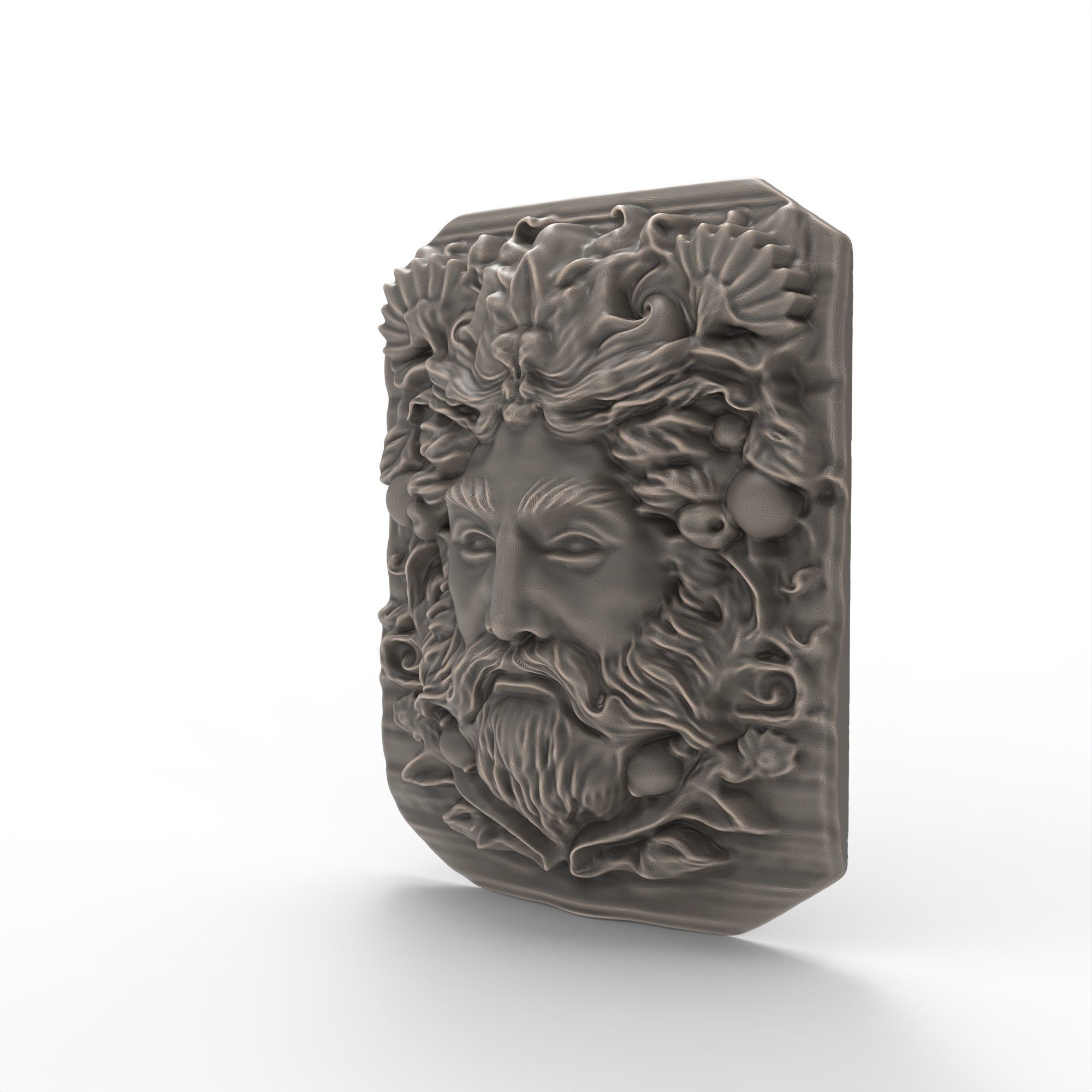 Mystical Green Man Pagan Garden Panel Sculpture 3D print model_7