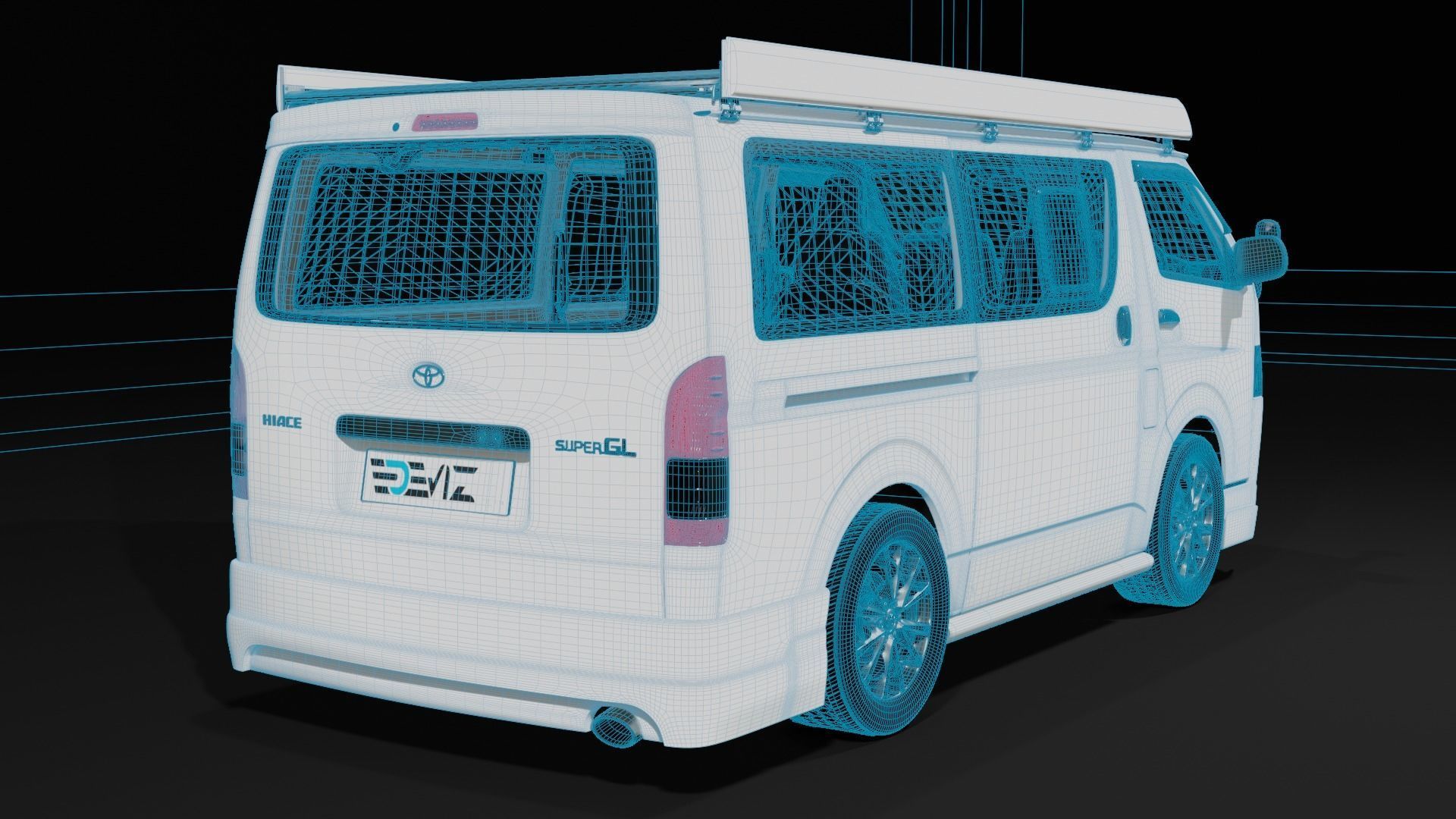 Toyota Hiace Super GL Modif 3D model_10