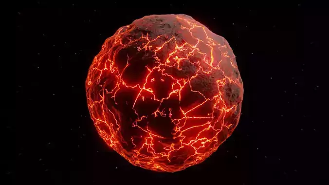 Molten Cracked Planet Surface - Procedural Texture Shader