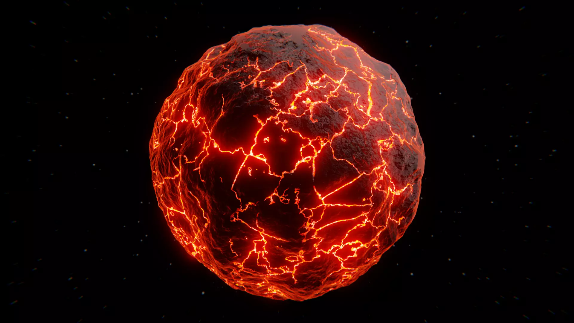 Molten Cracked Planet Surface - Procedural Texture Shader 3D model_0