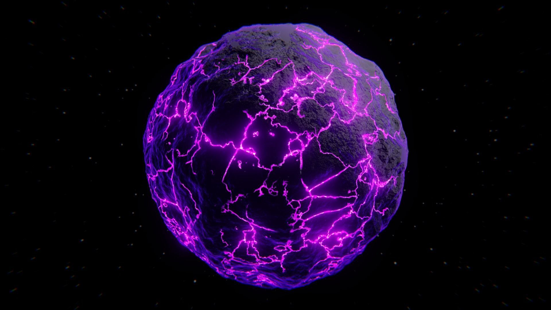 Molten Cracked Planet Surface - Procedural Texture Shader 3D model_1