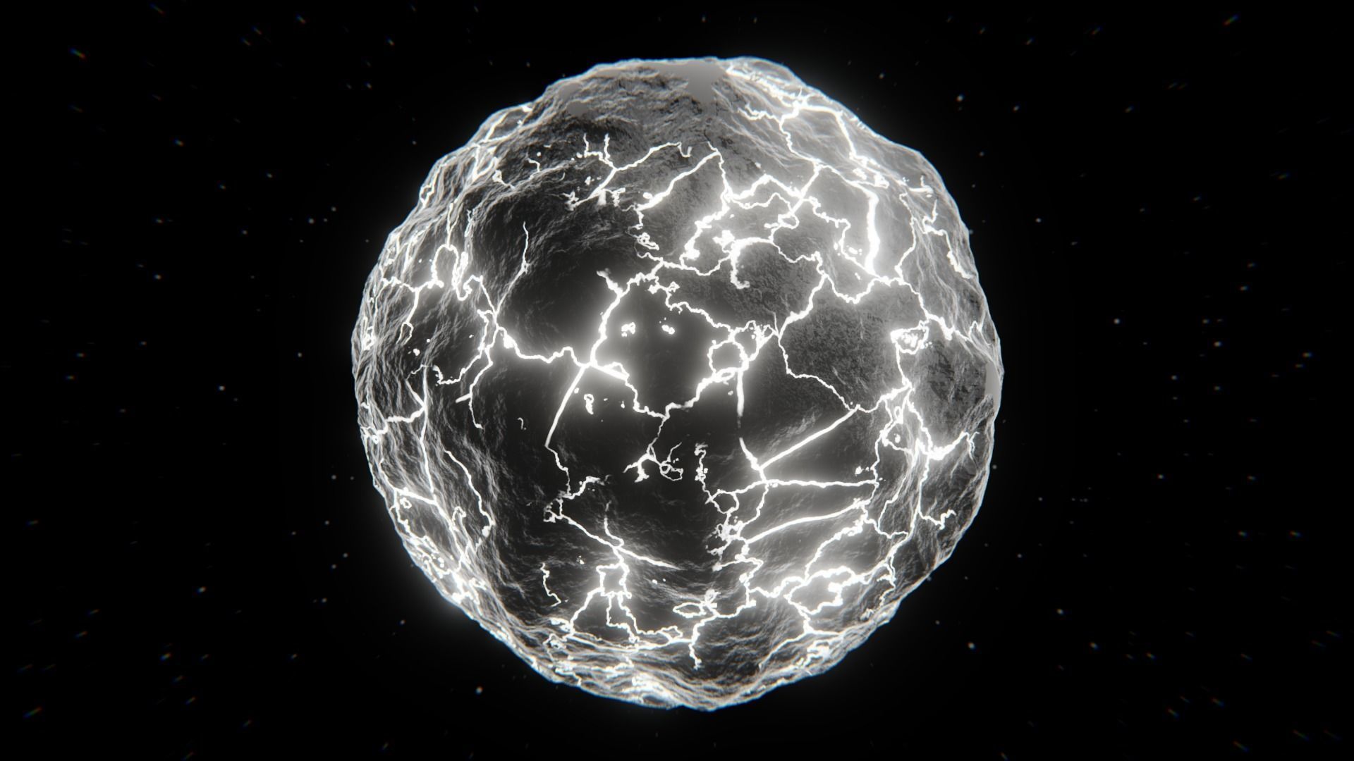 Molten Cracked Planet Surface - Procedural Texture Shader 3D model_5