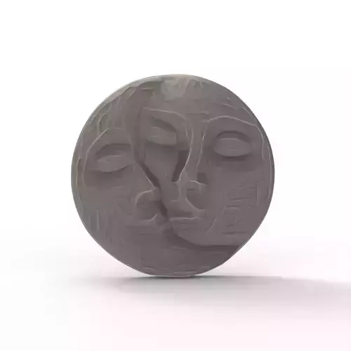 Sun and Moon Hug Round Plaque Applique 3D print model