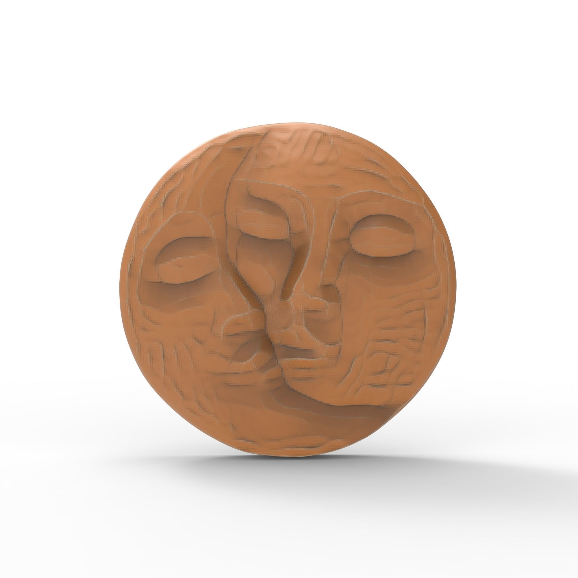 Sun and Moon Hug Round Plaque Applique 3D print model_3