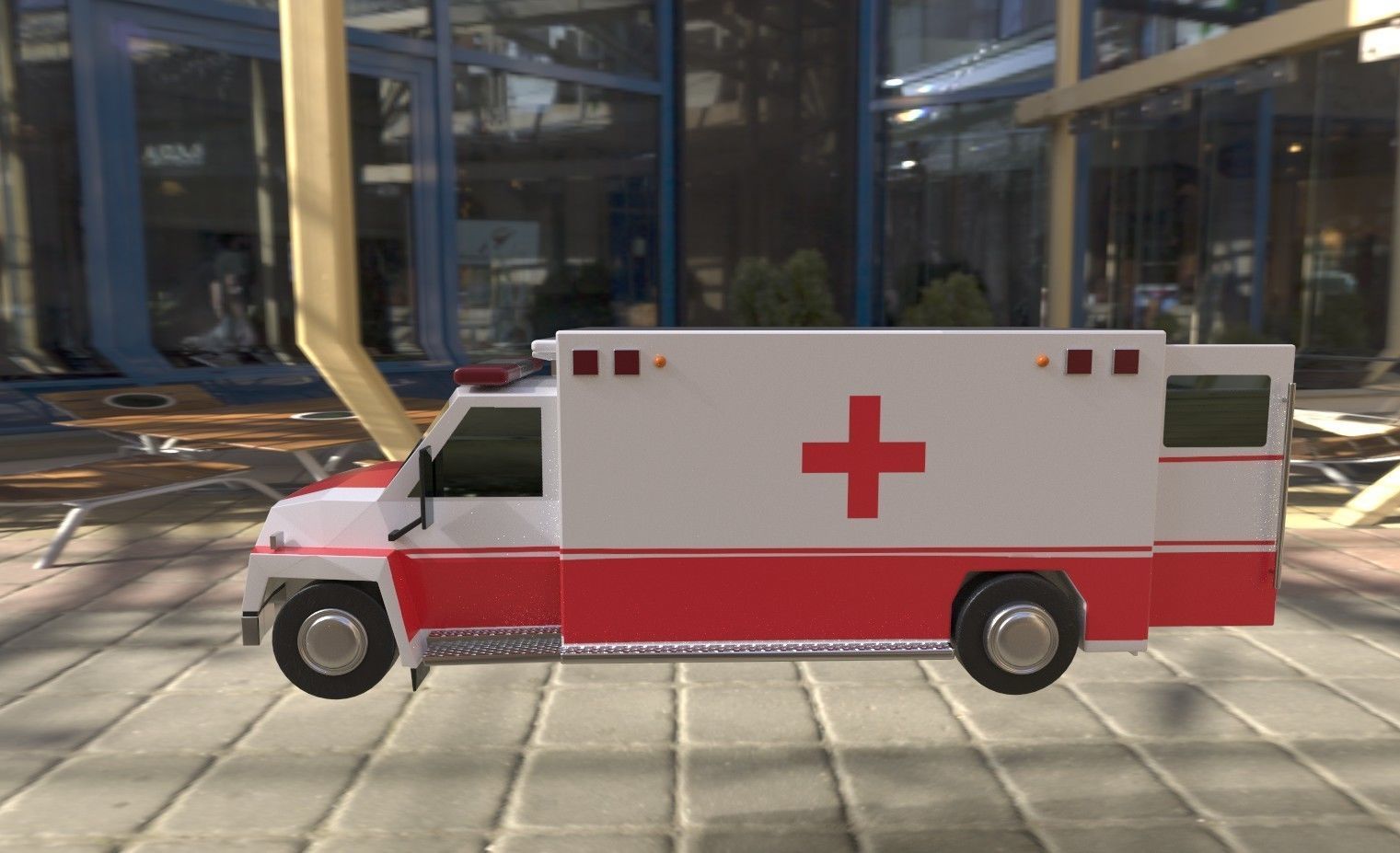 The ambulance is never late Low-poly 3D model_5