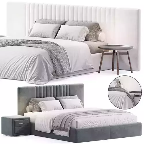 Audraya Vegan Leather Platform Bed 3D model
