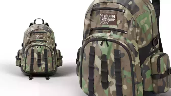 Adventure Awaits - Realistic Camouflage Backpack 3D model