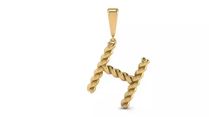 Twisted Cable Letter Pendants 15 mm Letter H