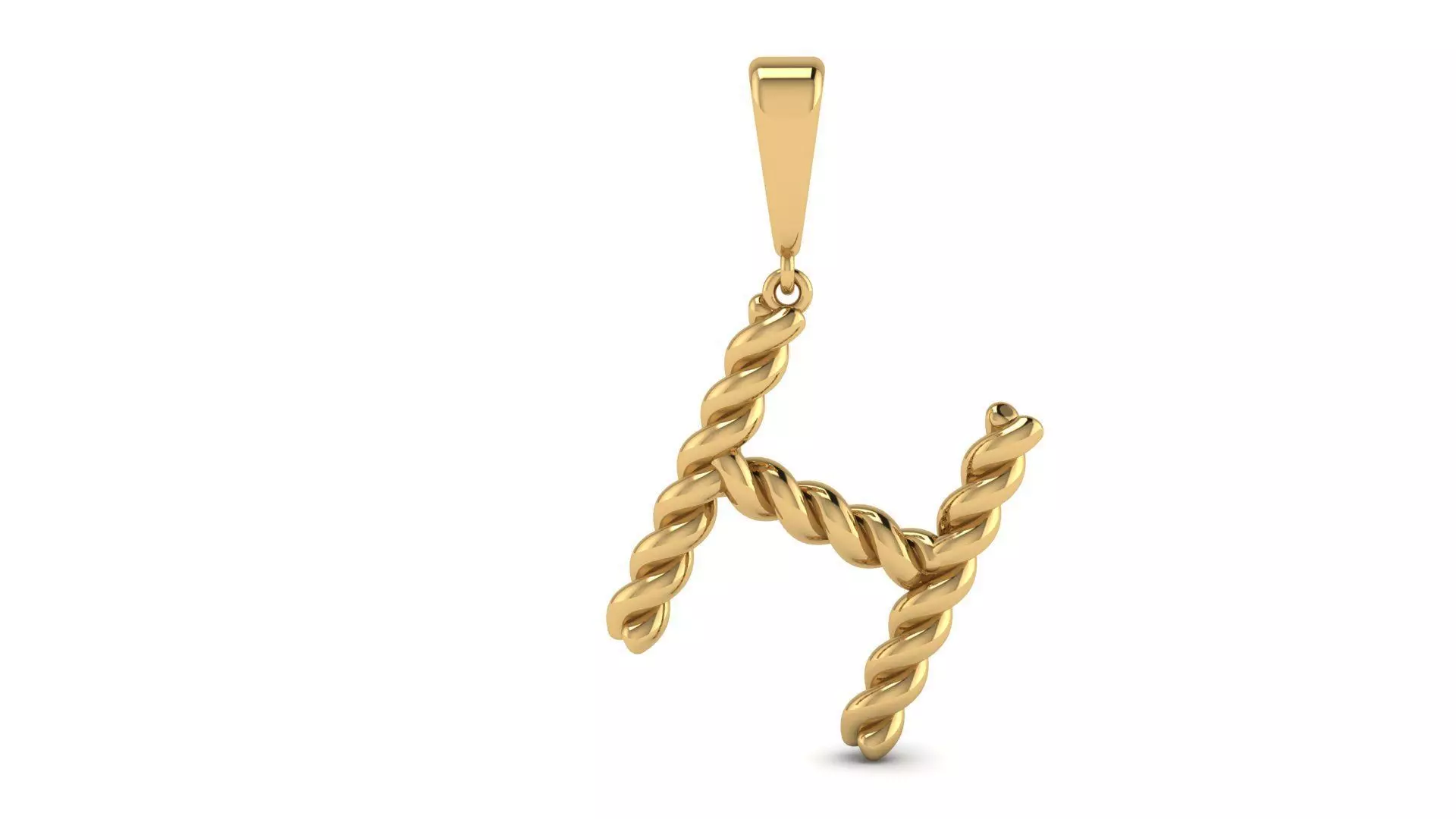 Twisted Cable Letter Pendants 15 mm Letter H 3D print model