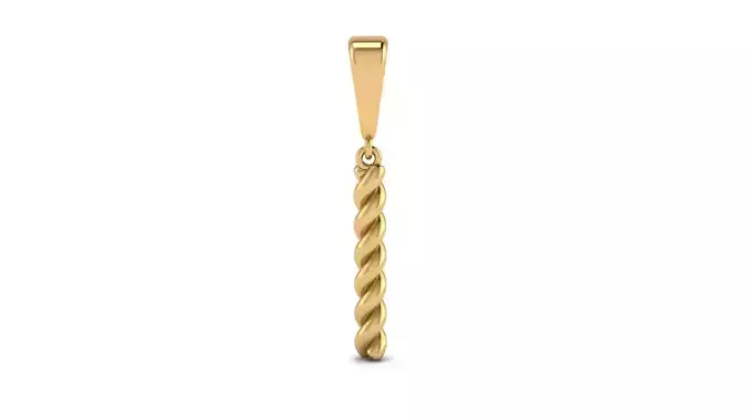 Twisted Cable Letter Pendants 15 mm Letter I