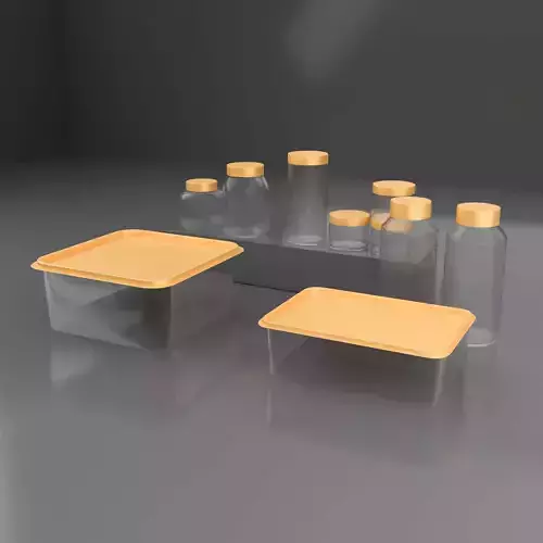 Plastic Containers for kitchen and Product Mockup 