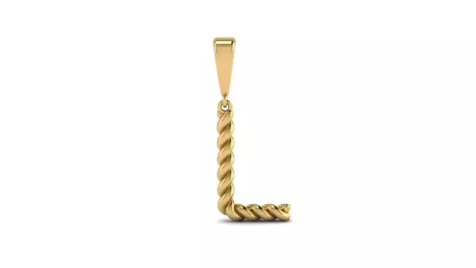 Twisted Cable Letter Pendants 15 mm Letter L