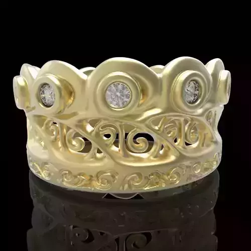 engraved gemstone crown ring 6 3D print model