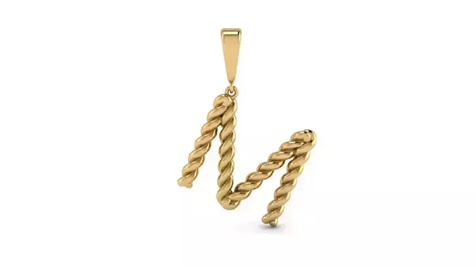 Twisted Cable Letter Pendants 15 mm Letter M